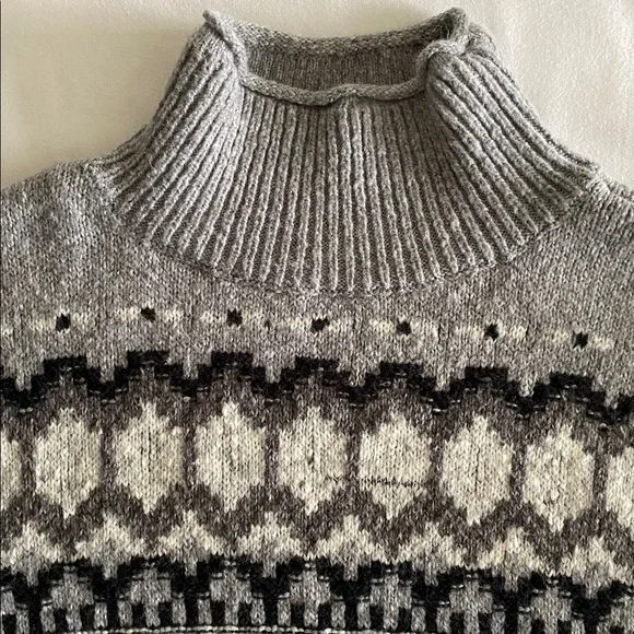 Abercrombie & Fitch Nordic Fair Isle Norwegian pattern knit  mock / roll neck S - Picture 4 of 16